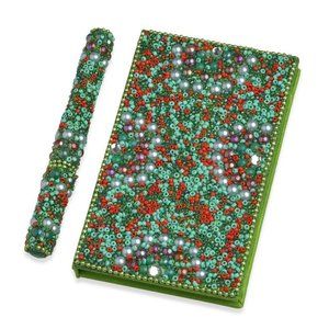 2pc Handcrafted Multi Color Beaded Journal w/Pen